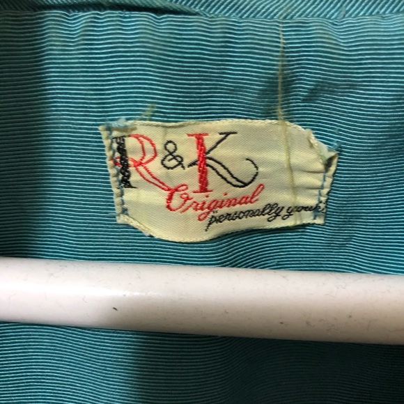 Vintage 1950’s authentic teal dress A-line - Picture 7 of 14